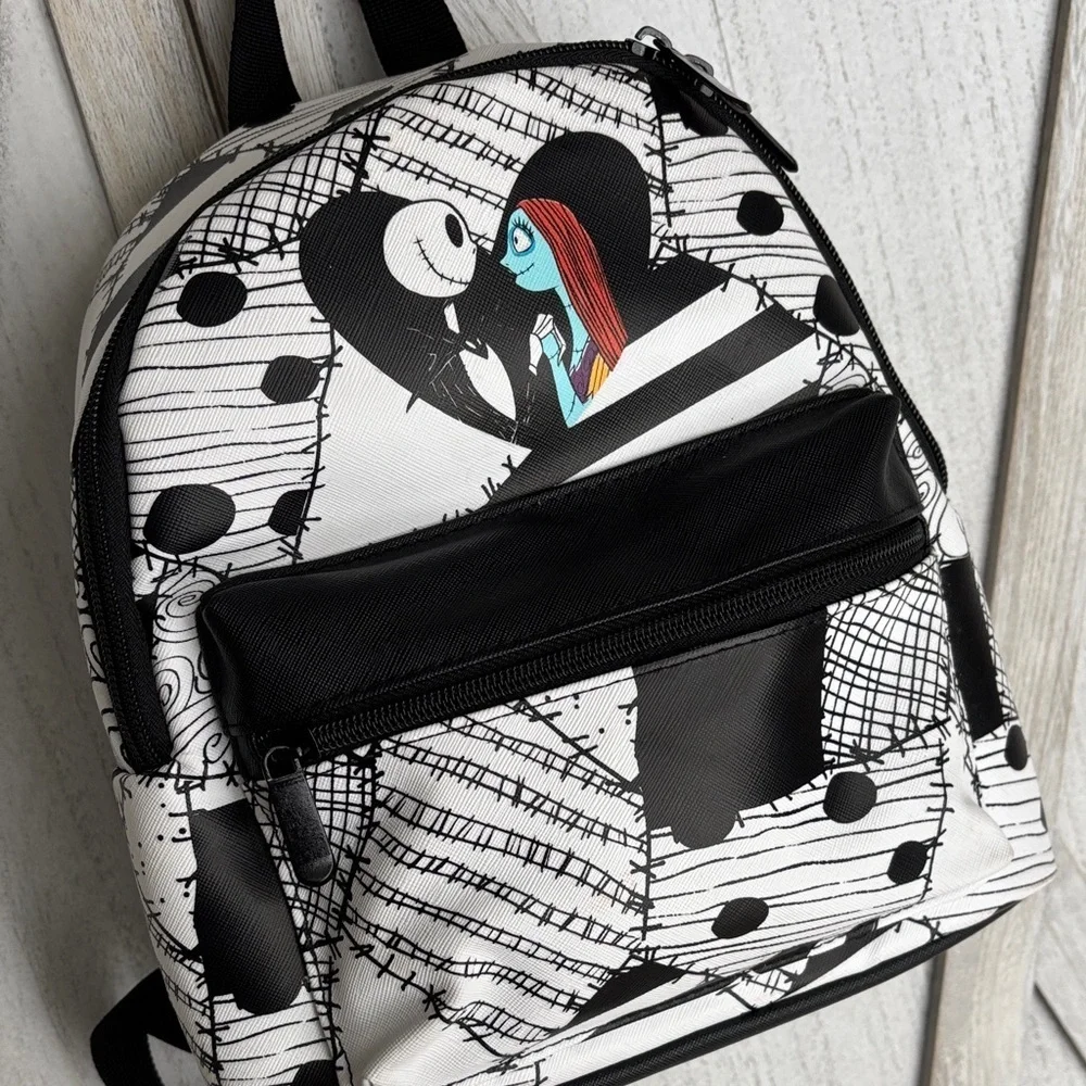Disney Nightmare Before Christmas Jack & Sally Patchwork Mini Backpack